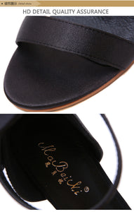 American-style Big Flower  Black High Heels Sandals