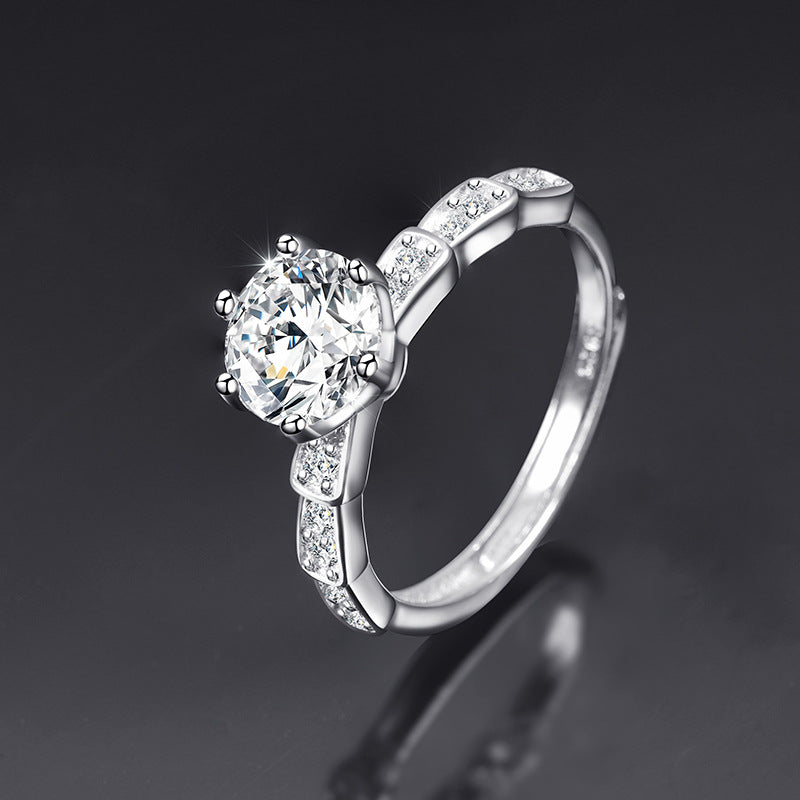 Cubic Zirconia Embellishment Silver Ring