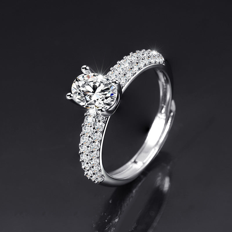 Cubic Zirconia Silver Ring 925 | Adjustable Heart Ring UAE