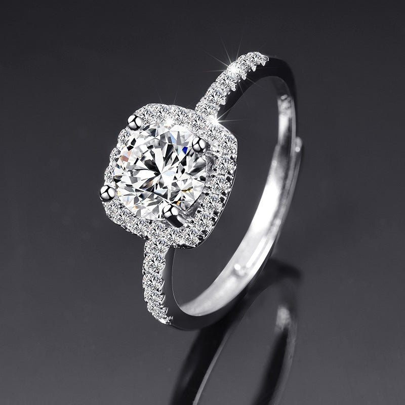 Cubic Zirconia Silver Ring 925 | Adjustable Heart Ring UAE