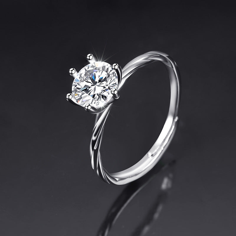 Cubic Zirconia Silver Ring 925 | Adjustable Heart Ring UAE