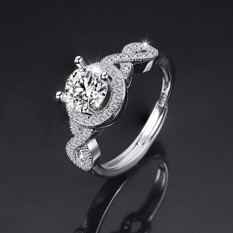 Cubic Zirconia Silver Ring 925 | Adjustable Heart Ring UAE