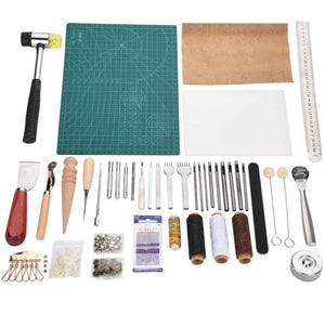 61 pcs Leather Craft Tools Punch Kit Stitching Working Stitching Groover Sewing Set
